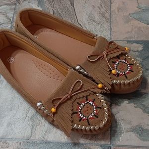 Beaded Moccasins Brown Suede 11W